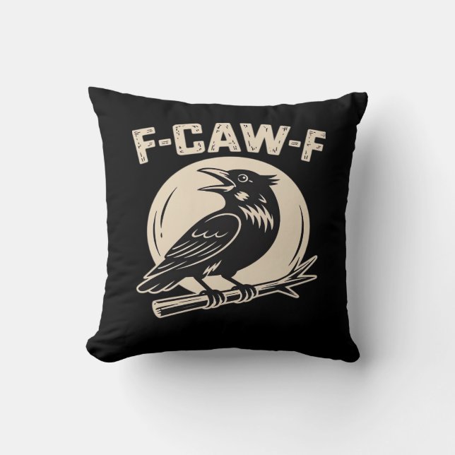 F-Caw-F Kraai Raaf Vintage Stijl Kussen (Voorkant)