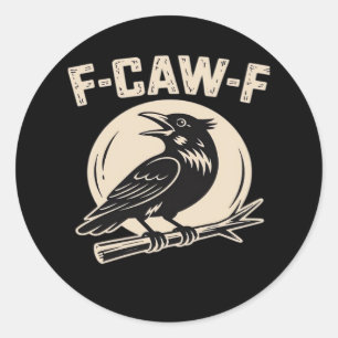 F-Caw-F Kraai Raaf Vintage Stijl Ronde Sticker