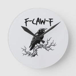 f-caw-f kraai raaf woordspeling ronde klok