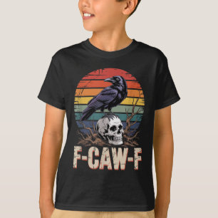 F-caw-f Kraai Raven Schedel Gotische  Bloemen Zon T-shirt