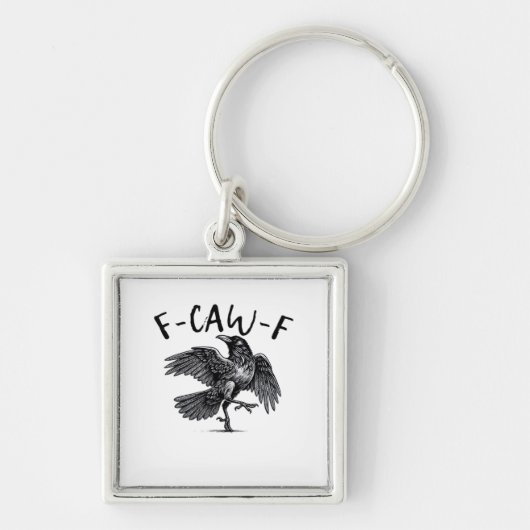 F Caw F Kraai Retro Klassieke Stijl Sleutelhanger (Voorkant)