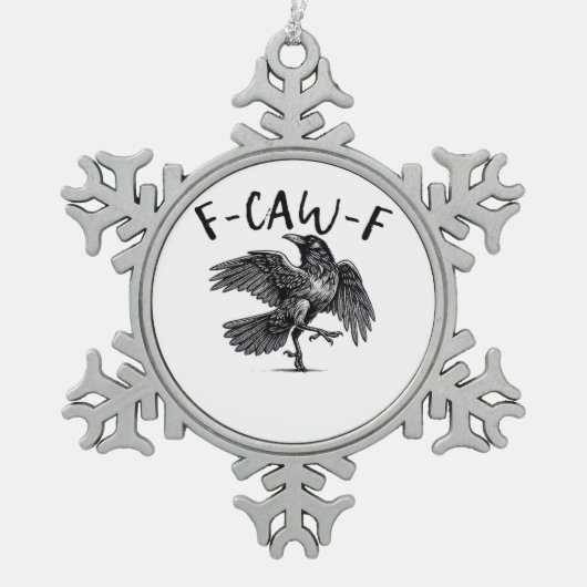 F Caw F Kraai Retro Klassieke Stijl Tin Sneeuwvlok Ornament (Voorkant)