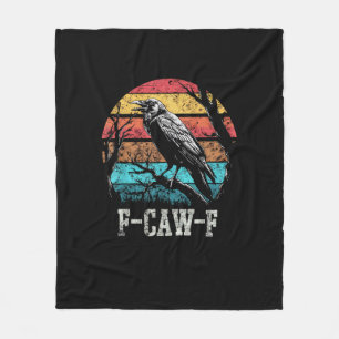 F-Caw-F Kraai Retro Zonsondergang Pun Grappige Vog Fleece Deken