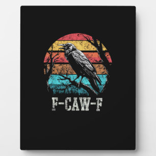 F-Caw-F Kraai Retro Zonsondergang Pun Grappige Vog Fotoplaat