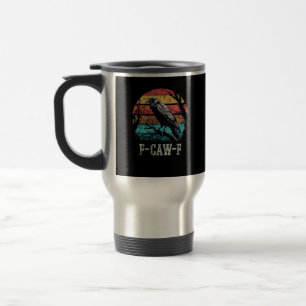 F-Caw-F Kraai Retro Zonsondergang Pun Grappige Vog Reisbeker