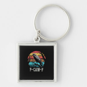 F-Caw-F Kraai Retro Zonsondergang Pun Grappige Vog Sleutelhanger