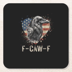 F-Caw-F Kraai Vogel Hart VS Vlag Vintage Kartonnen Onderzetters