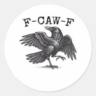 F-Caw-F Kraai, Vogel Kraaien Grunge Cool Uniek Ronde Sticker