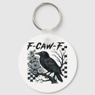 F-Caw-F Kraai Vogel Retro Klassieker Sleutelhanger