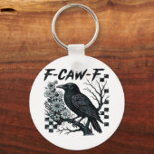 F-Caw-F Kraai Vogel Retro Klassieker Sleutelhanger (Voorkant)