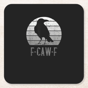 F-Caw-F Kraai Vogel Retro Maan Vintage F-Caw-F Kartonnen Onderzetters