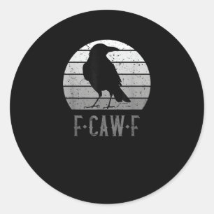 F-Caw-F Kraai Vogel Retro Maan Vintage F-Caw-F Ronde Sticker