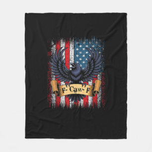 F-Caw-F Kraai Vogel Retro USA Vlag Vintage F-Caw-F Fleece Deken