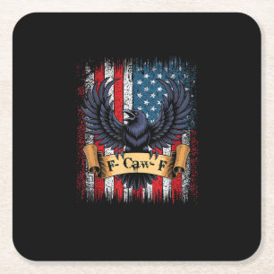 F-Caw-F Kraai Vogel Retro USA Vlag Vintage F-Caw-F Kartonnen Onderzetters