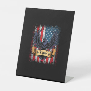 F-Caw-F Kraai Vogel Retro USA Vlag Vintage F-Caw-F Reclamebord Met Voetstuk