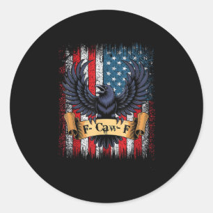 F-Caw-F Kraai Vogel Retro USA Vlag Vintage F-Caw-F Ronde Sticker