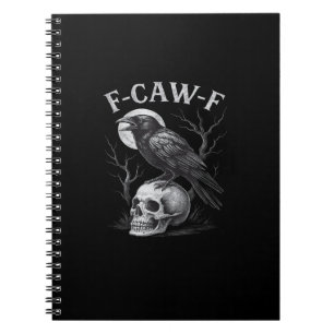 F-Caw-F Kraai Vogel Retro Vintage Gotische Maan F- Notitieboek