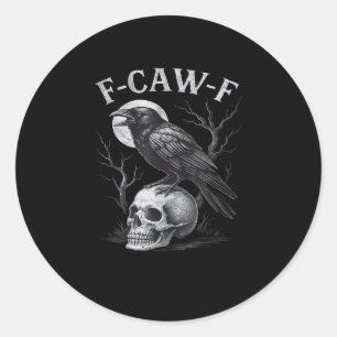 F-Caw-F Kraai Vogel Retro Vintage Gotische Maan F- Ronde Sticker