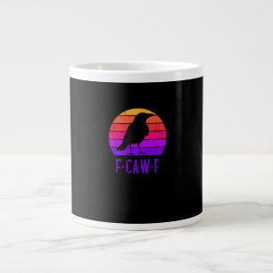 F-Caw-F Kraai Vogel Retro Zonsondergang Vintage F- Grote Koffiekop