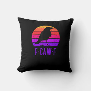 F-Caw-F Kraai Vogel Retro Zonsondergang Vintage F- Kussen