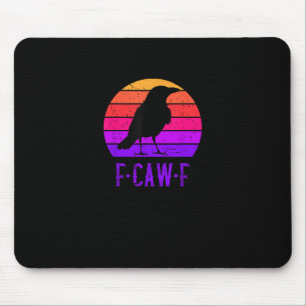F-Caw-F Kraai Vogel Retro Zonsondergang Vintage F- Muismat