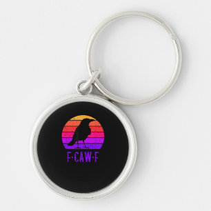F-Caw-F Kraai Vogel Retro Zonsondergang Vintage F- Sleutelhanger