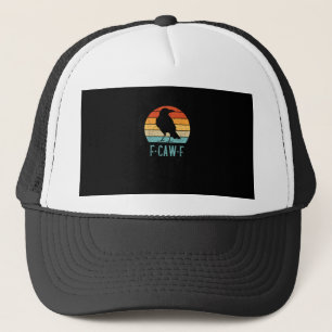 F-Caw-F Kraai Vogel Retro Zonsondergang Vintage F- Trucker Pet