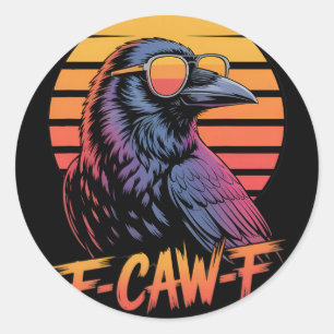 F-caw-f Kraai Zwart Vogel Vintage Gotisch Volwasse Ronde Sticker