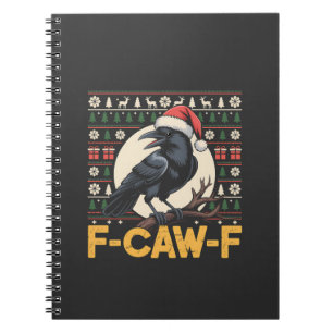 F-Caw-F Lelijk Kersttrui Funny Raven Xmas   Notitieboek