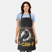 F-Caw-F Lelijk Kersttrui Funny Raven Xmas Schort (Gedragen)