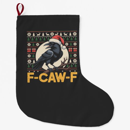F-CAW-F Lelijke Kersttrui Funny Raven Xmas Grote Kerstsok (Voorkant)