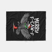 F-caw-f Merry Christmas Funny Crow Raven  Fleece Deken (Voorkant (Horizontaal))