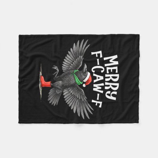 F-caw-f Merry Christmas Funny Crow Raven  Fleece Deken (Voorkant (Horizontaal))