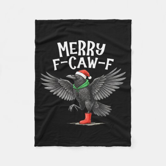 F-caw-f Merry Christmas Funny Crow Raven  Fleece Deken (Voorkant)