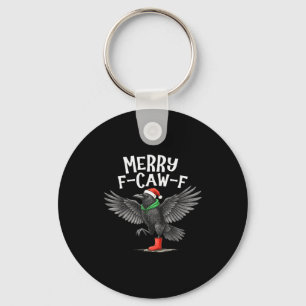 F-caw-f Prettig kerstfeest Grappige Kraai Raaf Sleutelhanger