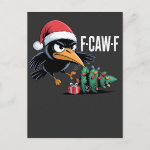 F-caw-f Raaf Kraai Kerstboom Kerstmis Raaf Feestdagenkaart