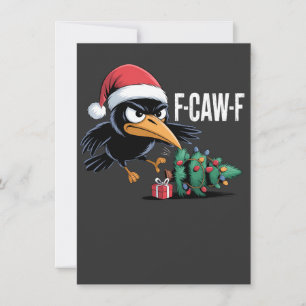 F-caw-f Raaf Kraai Kerstboom Kerstmis Raaf Kaart