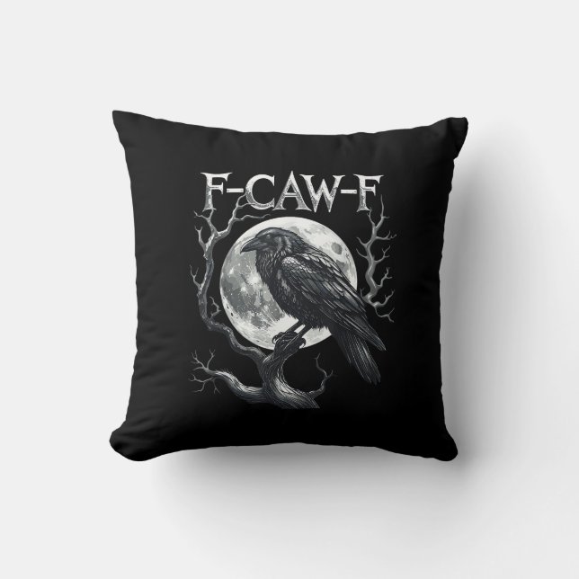 F-Caw-F Raaf Maan Gothisch Halloween Kraai Vogel L Kussen (Voorkant)