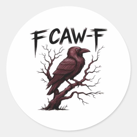 F-Caw-F Raven Classic Ronde Sticker (Voorkant)