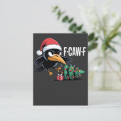 F-caw-f Raven Crow Xmas Tree Christmas Raven Feestdagenkaart (Staand voorkant)