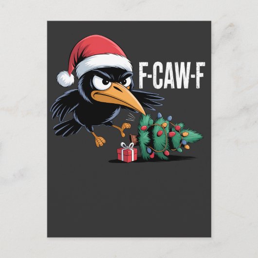 F-caw-f Raven Crow Xmas Tree Christmas Raven Feestdagenkaart (Voorkant)