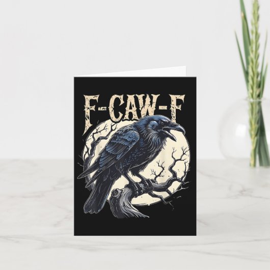 F-caw-f Raven Funny Crow Pun Retro Gothic Aestheti Kaart (Voorkant)