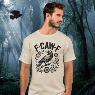F-CAW-F Raven Grappige Bloemenkrans Donkere Humor T-shirt