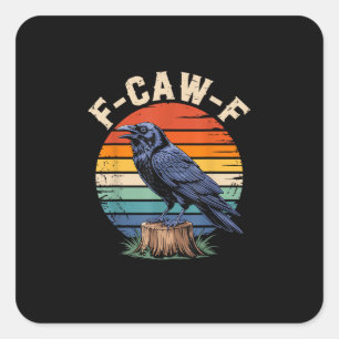 F-Caw-F Raven Maan Gothisch Halloween Kraai Vogel  Vierkante Sticker