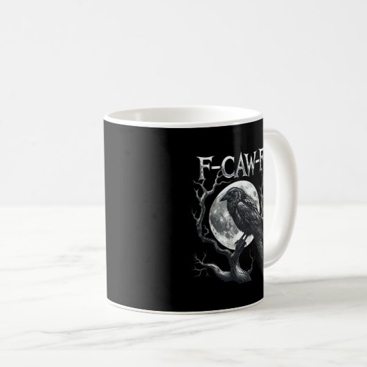 F-Caw-F Raven Moon Gothic Halloween Crow Bird Love Koffiemok (Voorkant rechts)