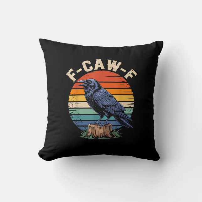 F-Caw-F Raven Moon Gothic Halloween Crow Bird Love Kussen (Voorkant)