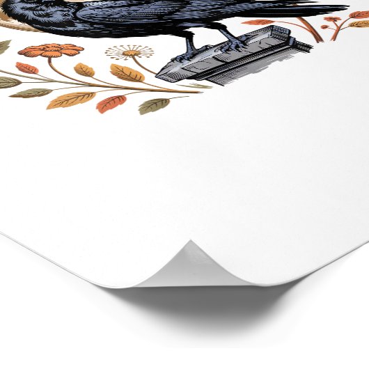 F-Caw-F Raven Moon Gothic Halloween Crow Bird Love Poster (Hoek)