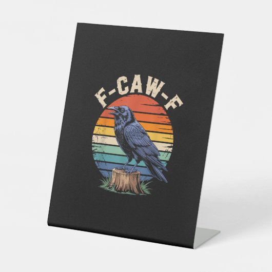 F-Caw-F Raven Moon Gothic Halloween Crow Bird Love Reclamebord Met Voetstuk (Voorkant)
