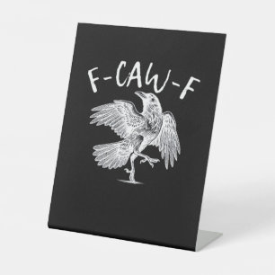 F-Caw-F Raven Retro Classic Reclamebord Met Voetstuk