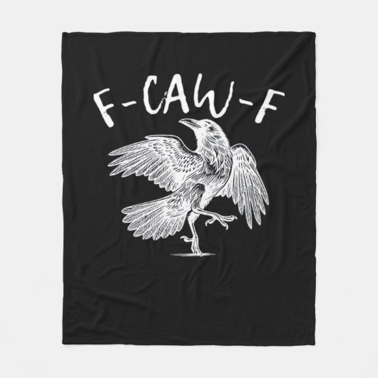 F-Caw-F Raven Vintage Grafisch Fleece Deken (Voorkant)